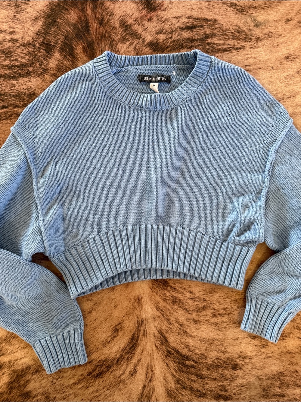 Urban Outfitters Light Blue Cropped Crewneck Sweater